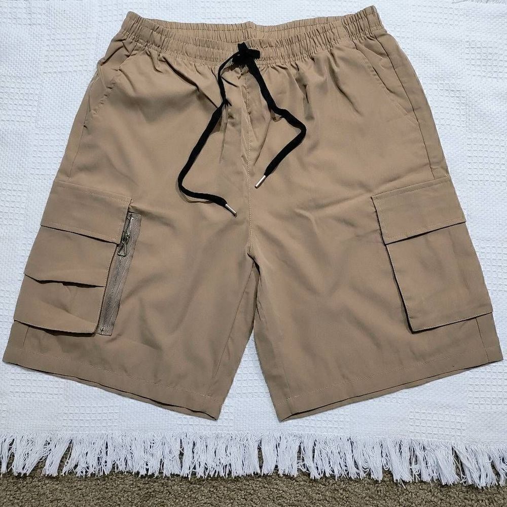 Cargo Khaki Multi Pocket Shorts -F
